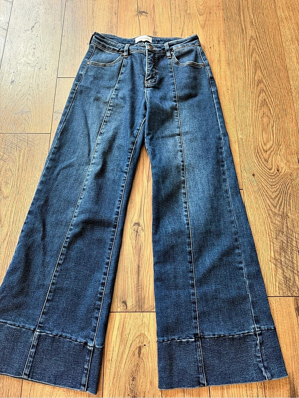Risen Los Angeles High-Rise Center Seam Wide Leg Jeans Size 7 (Waist 28) Dark